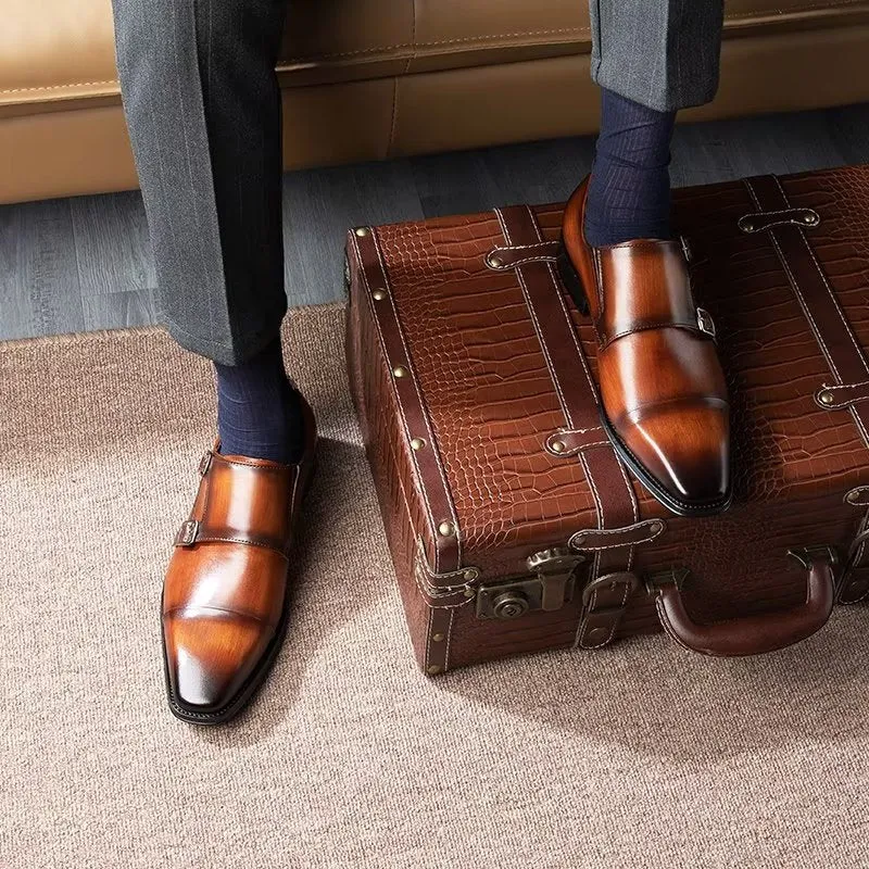 Refined Leather Slip-On Monkstraps