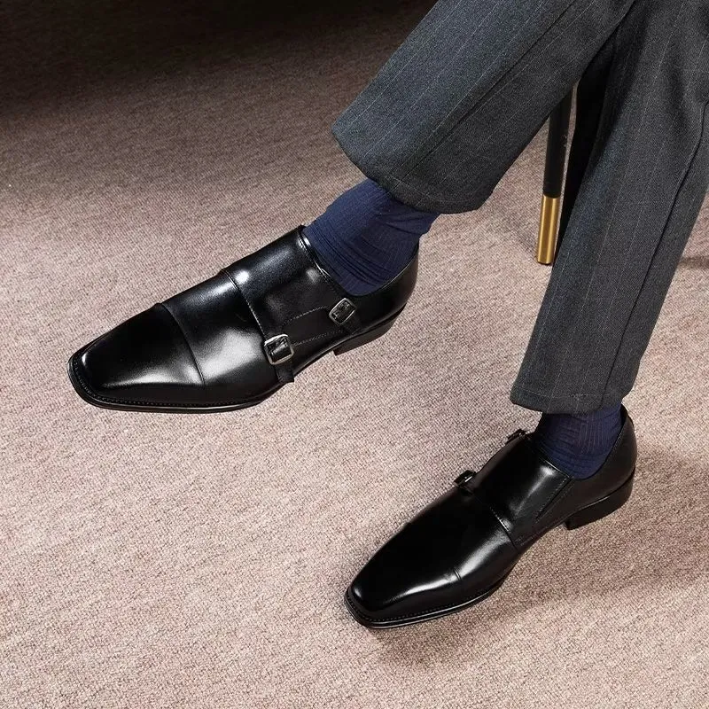 Refined Leather Slip-On Monkstraps