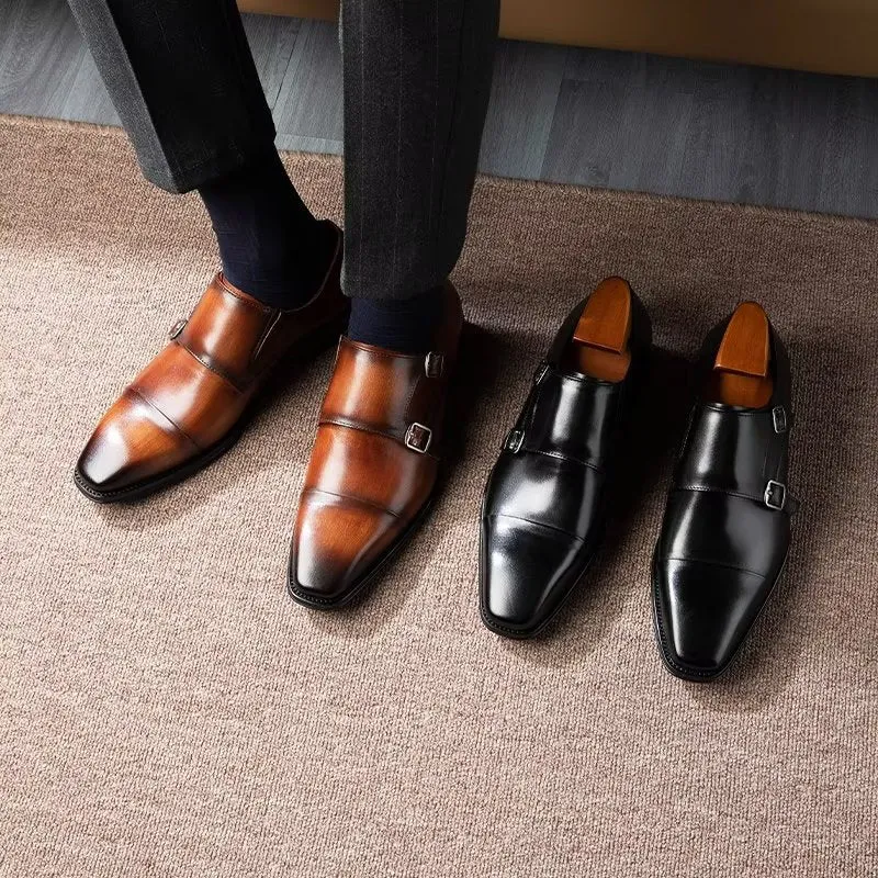 Refined Leather Slip-On Monkstraps