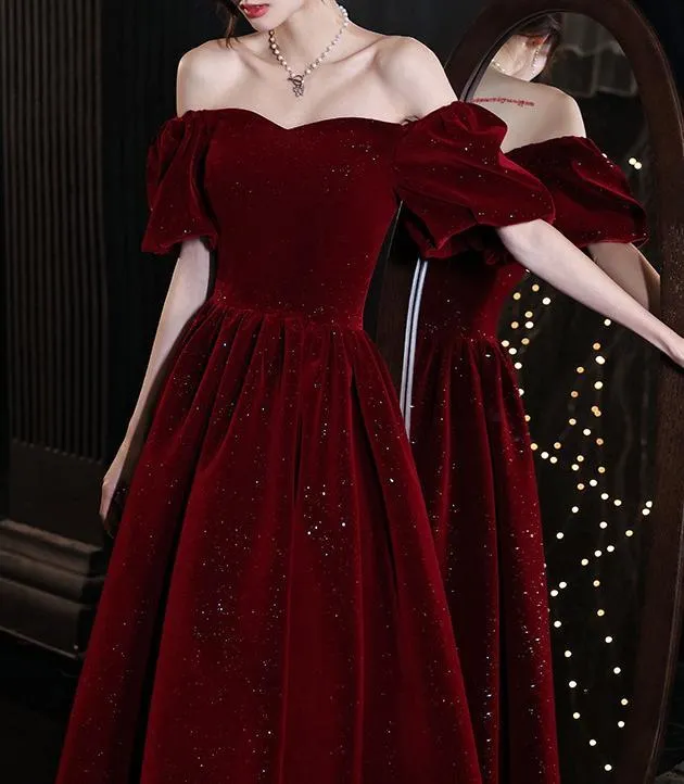 Retro Shimmering Velvet Prom Evening Dress