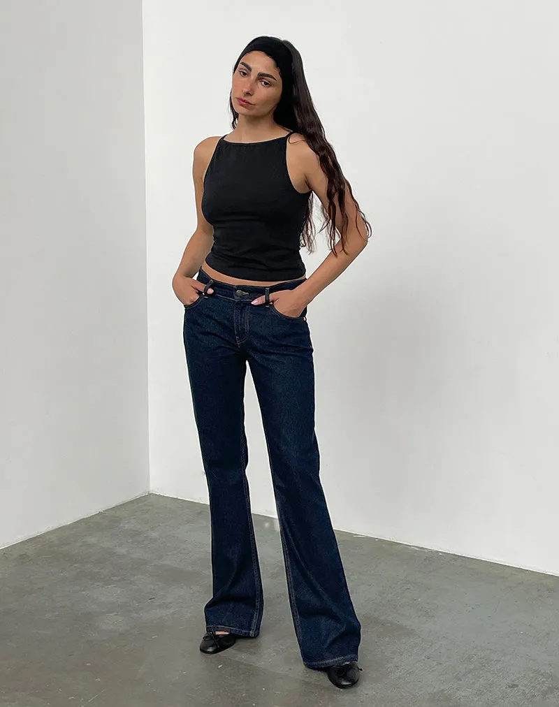 Rigid Low Rise Flare Jeans In Indigo