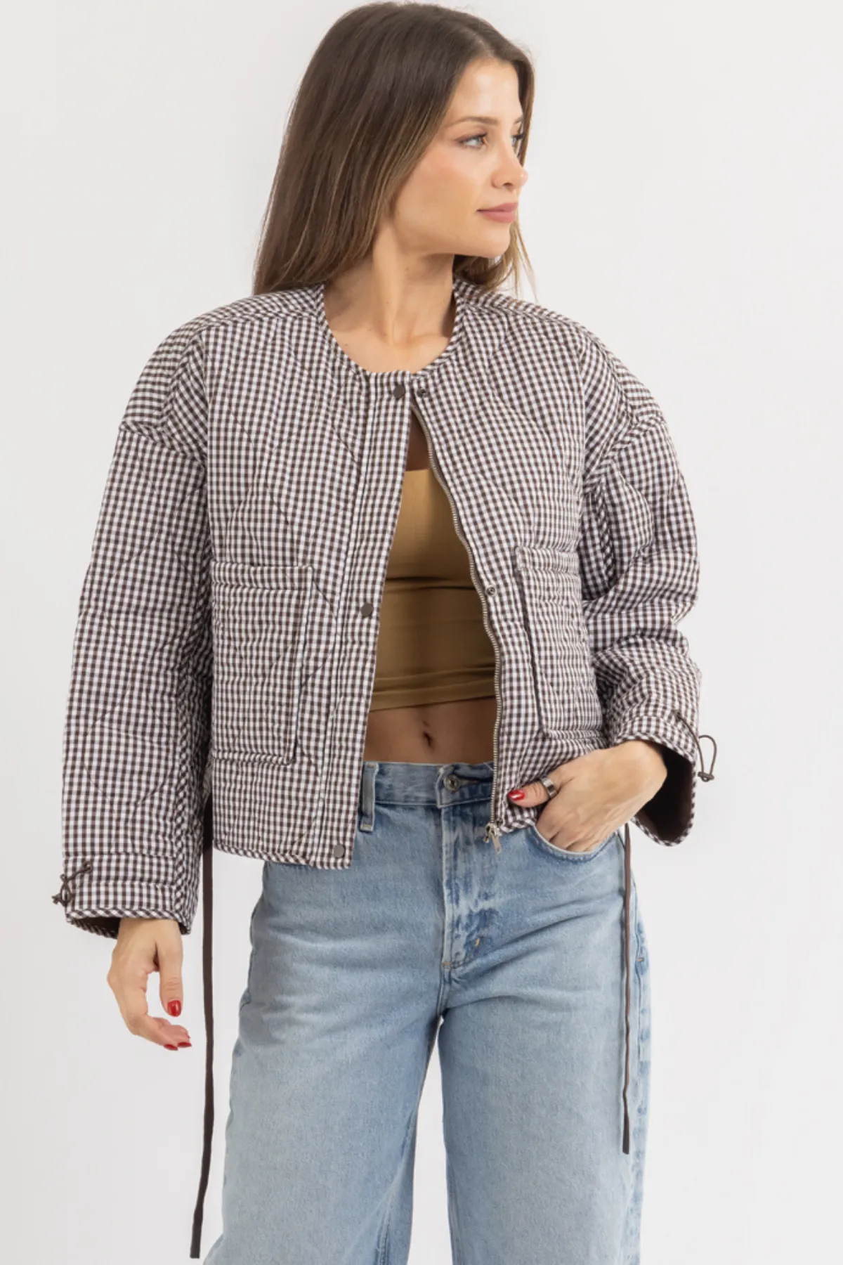 ROCHELLE QUILTED GINGHAM JACKET