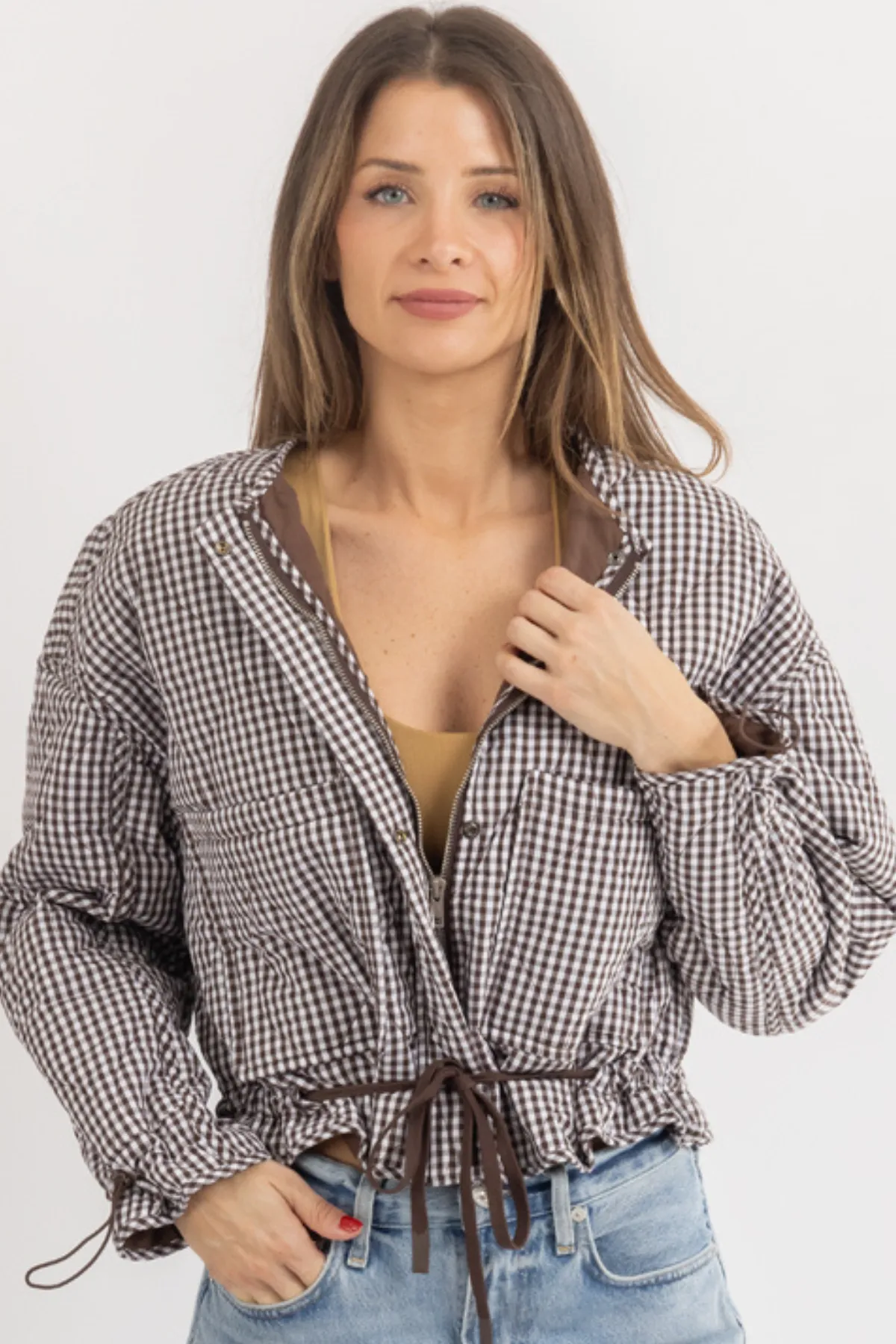 ROCHELLE QUILTED GINGHAM JACKET