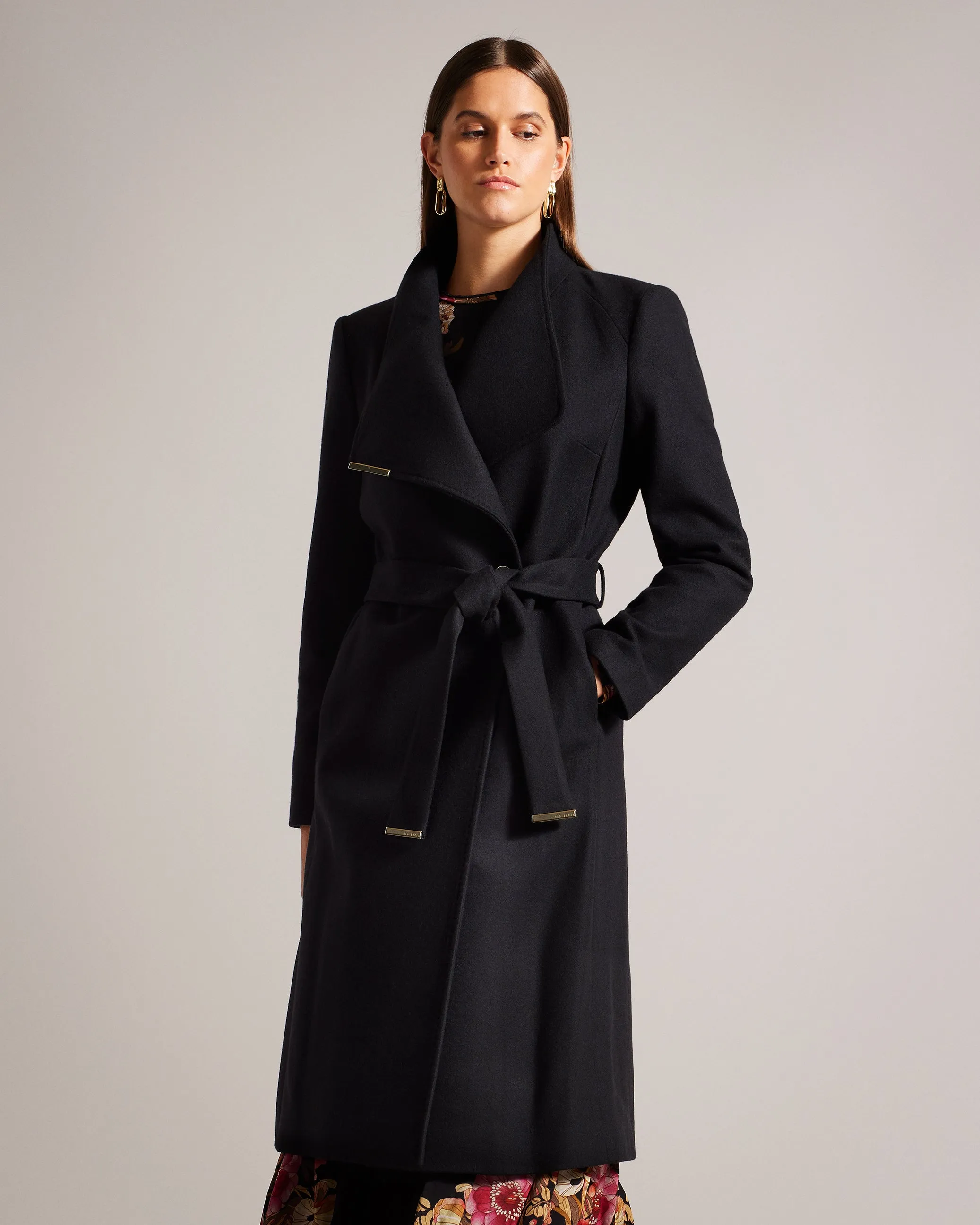 Rose Wool Wrap Coat Black