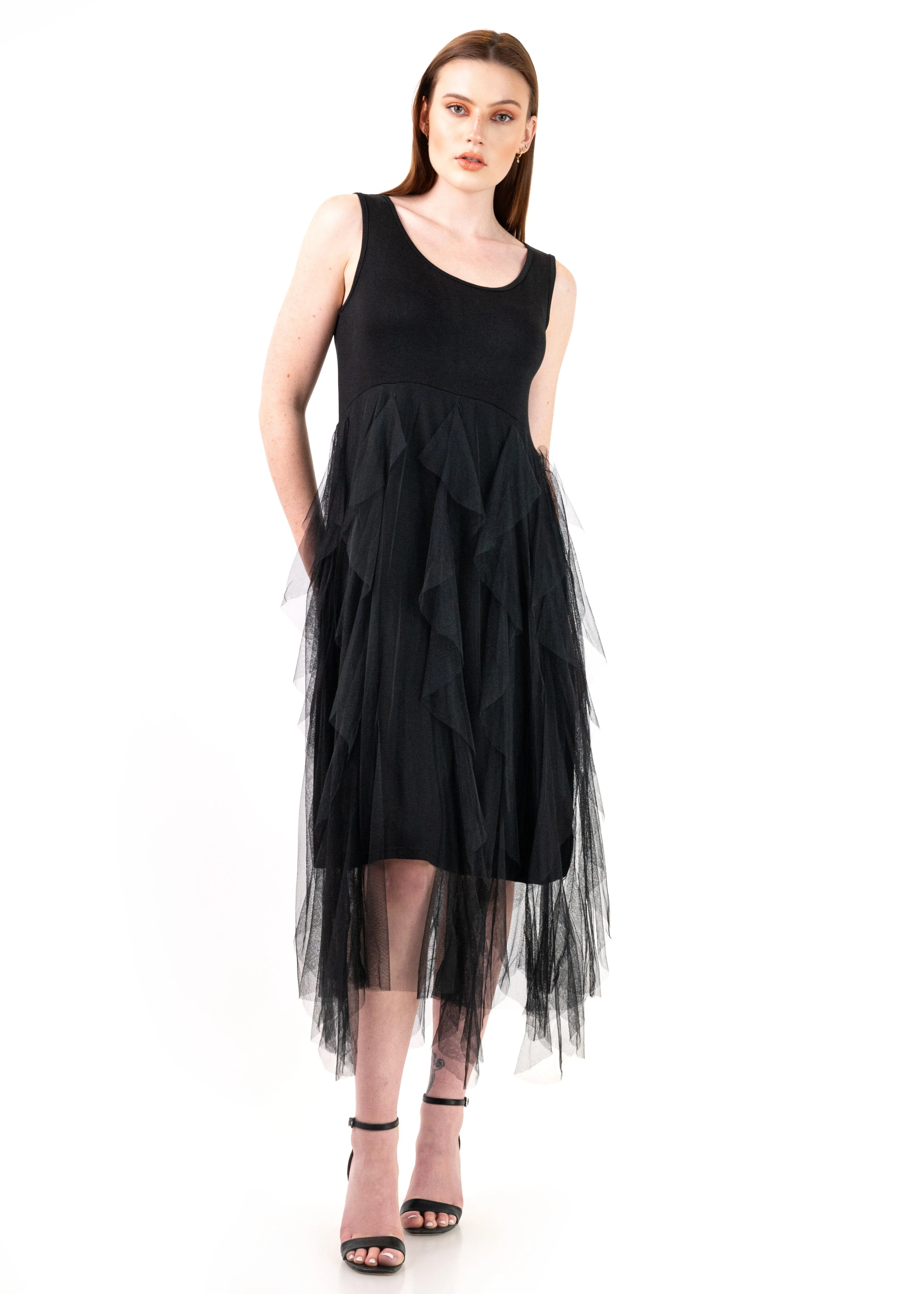 Ruffle Tulle Slip Dress