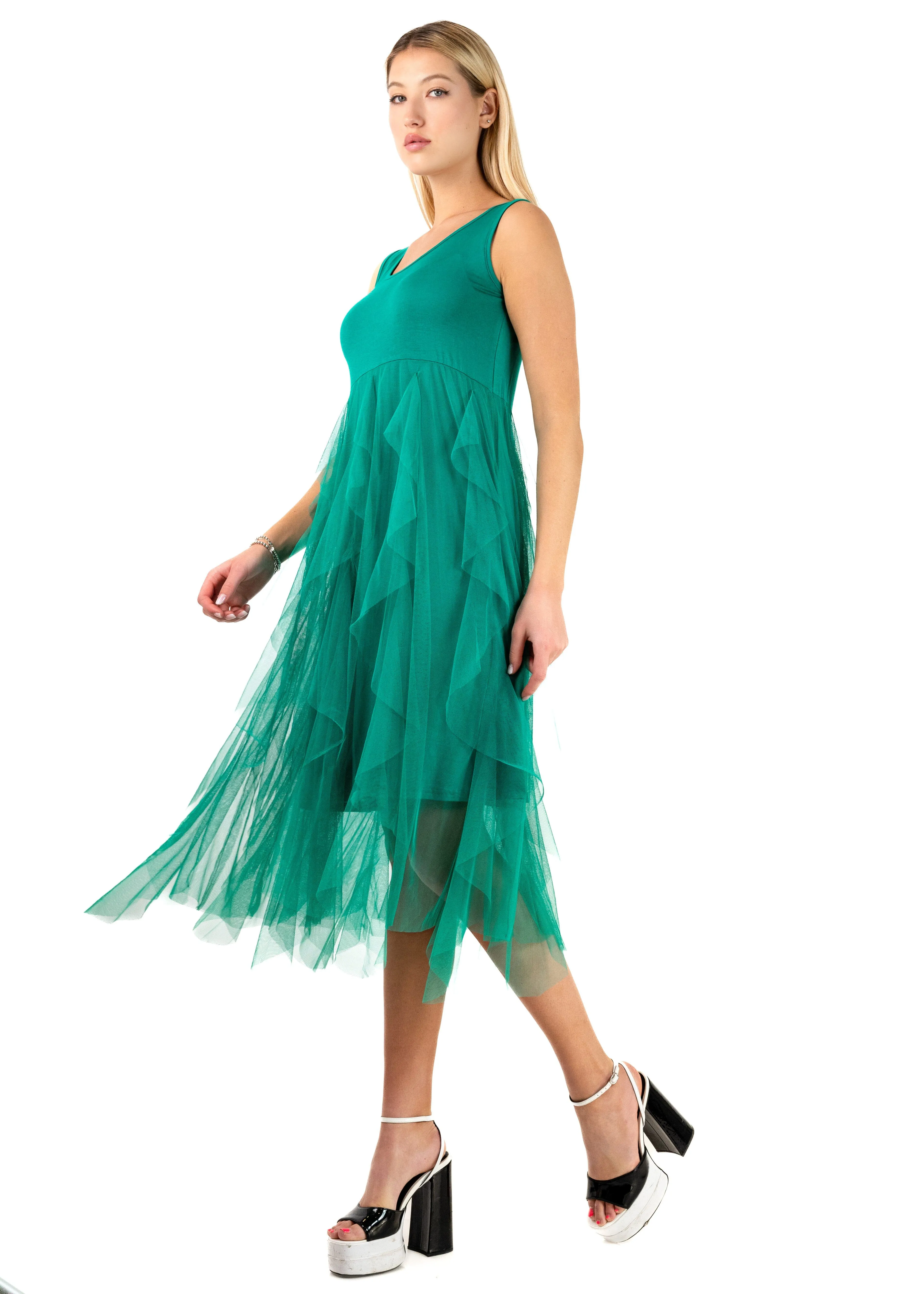 Ruffle Tulle Slip Dress