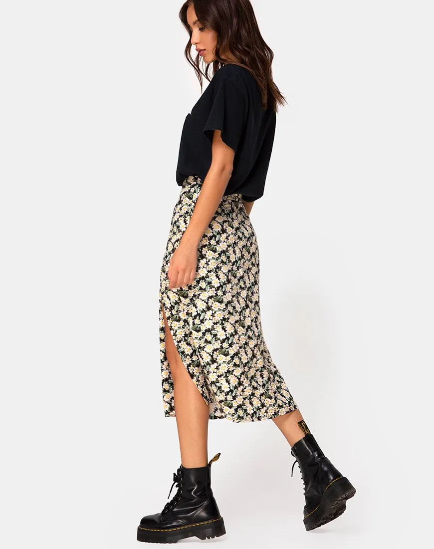 Saika Midi Skirt in Aster Black