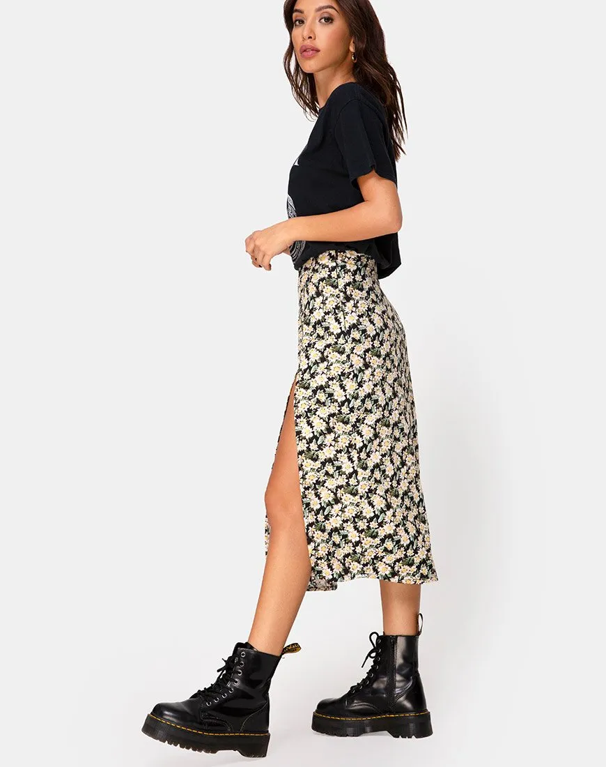 Saika Midi Skirt in Aster Black