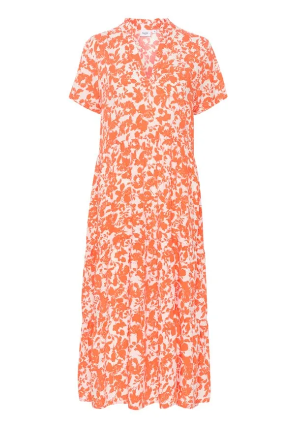 Saint Tropez Eda Tiered Dress Orange White