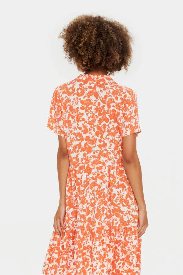 Saint Tropez Eda Tiered Dress Orange White