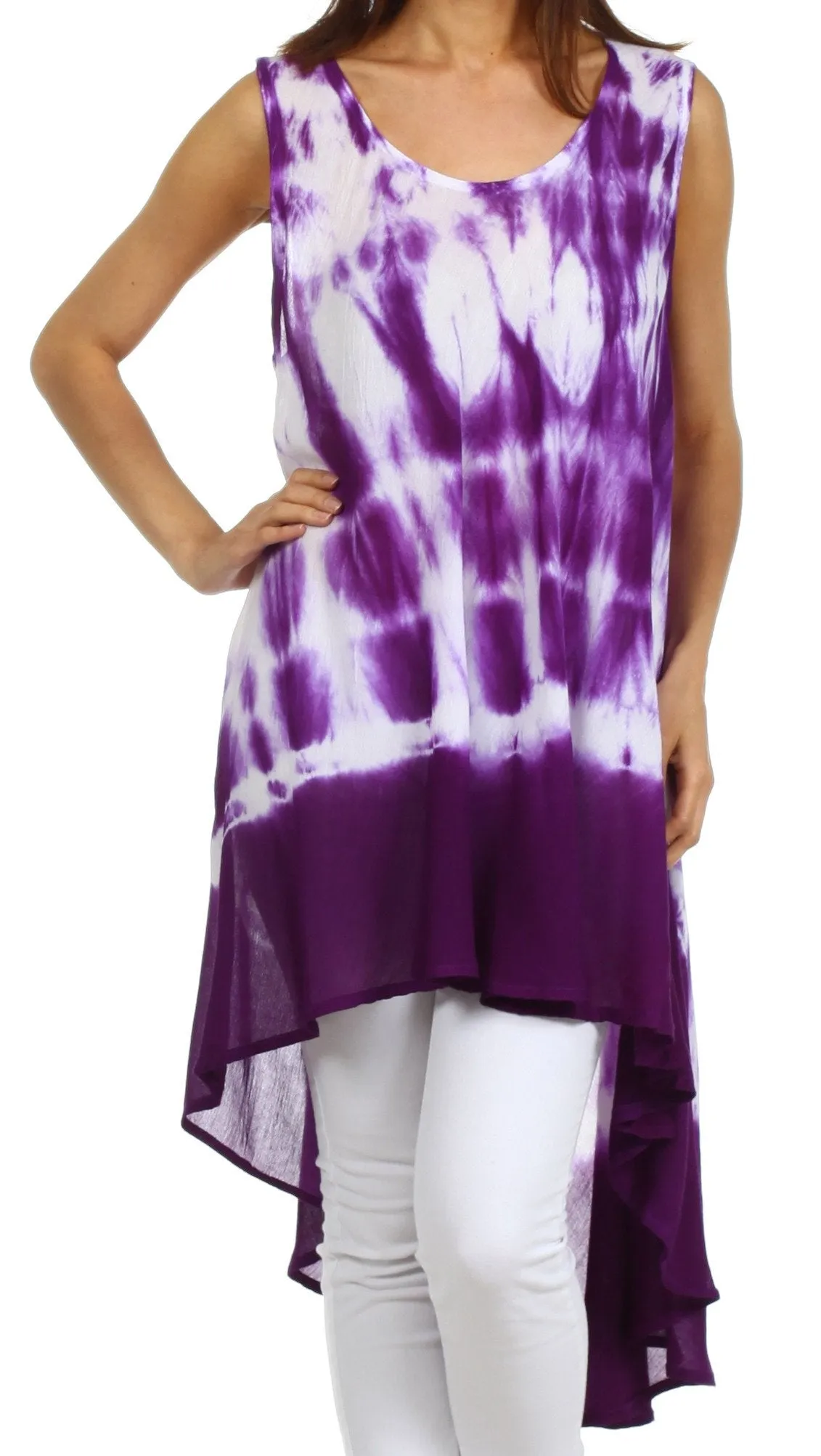 Sakkas Star Dancer Caftan Tank Hi Lo Dress / Cover Up