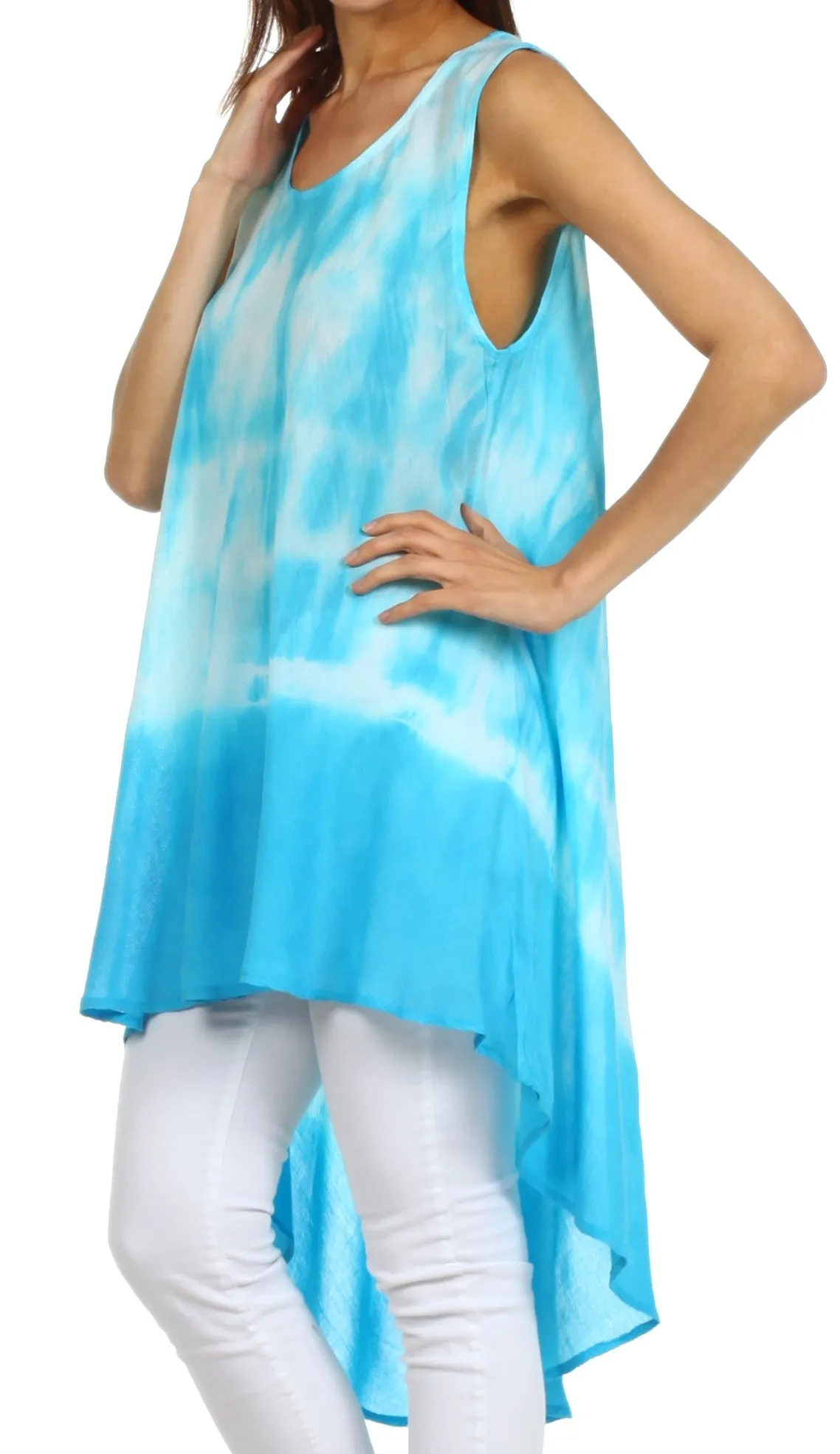 Sakkas Star Dancer Caftan Tank Hi Lo Dress / Cover Up