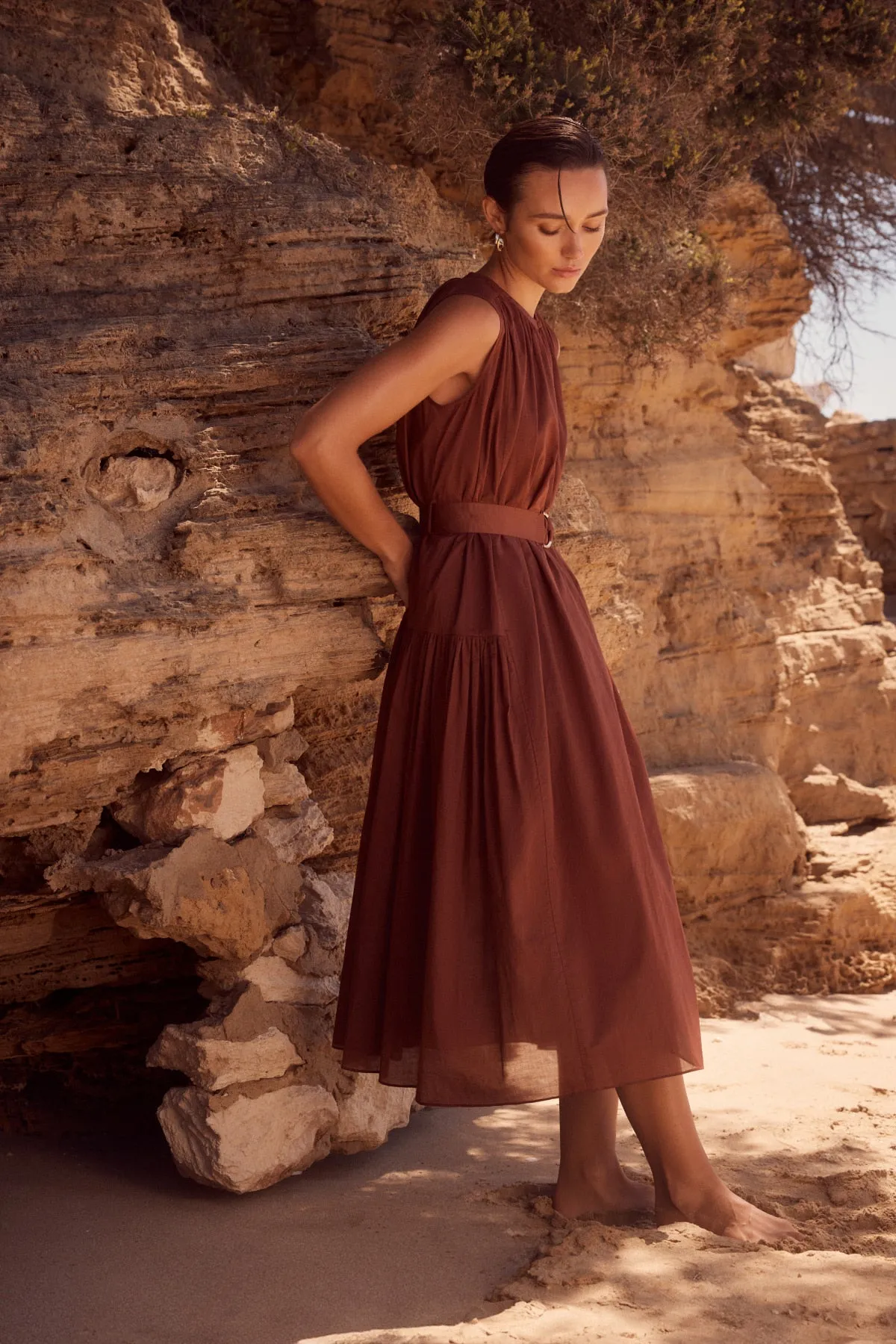 Salma Voile Dress - Rust