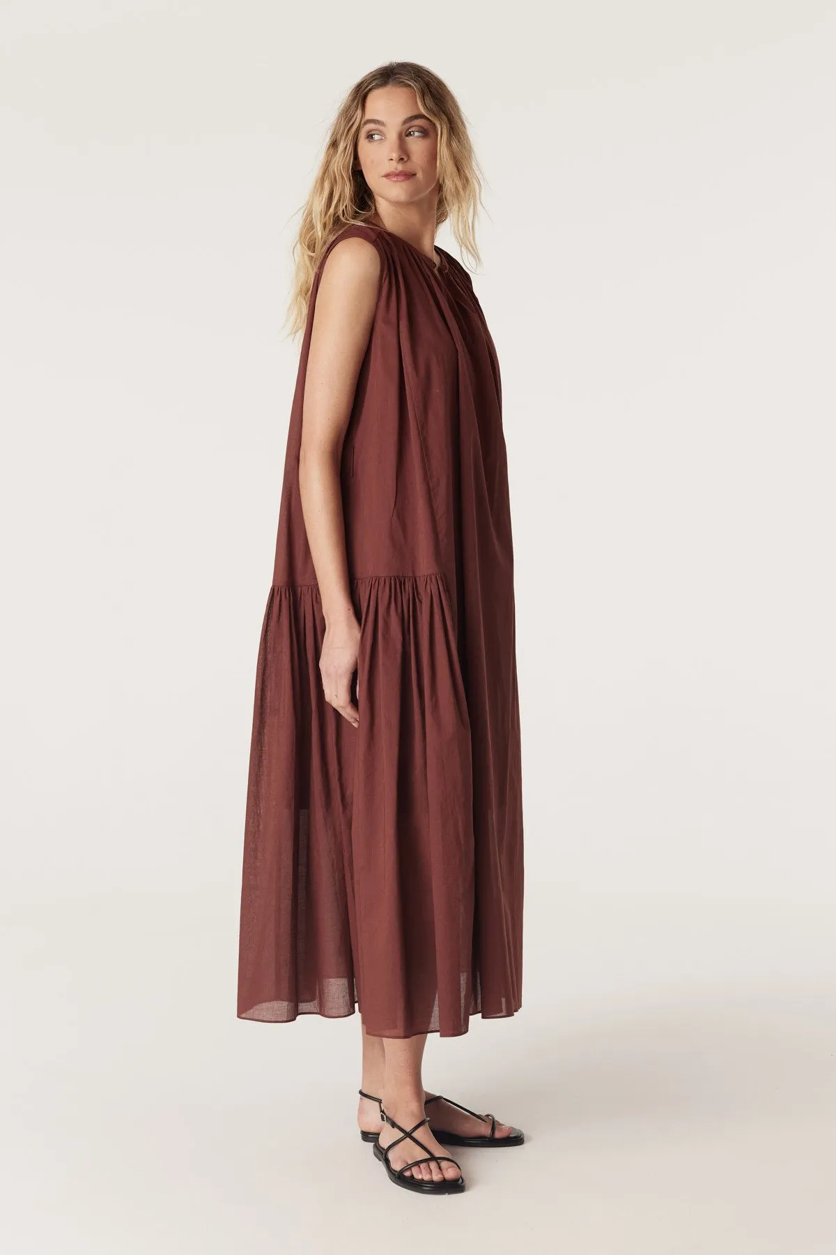 Salma Voile Dress - Rust