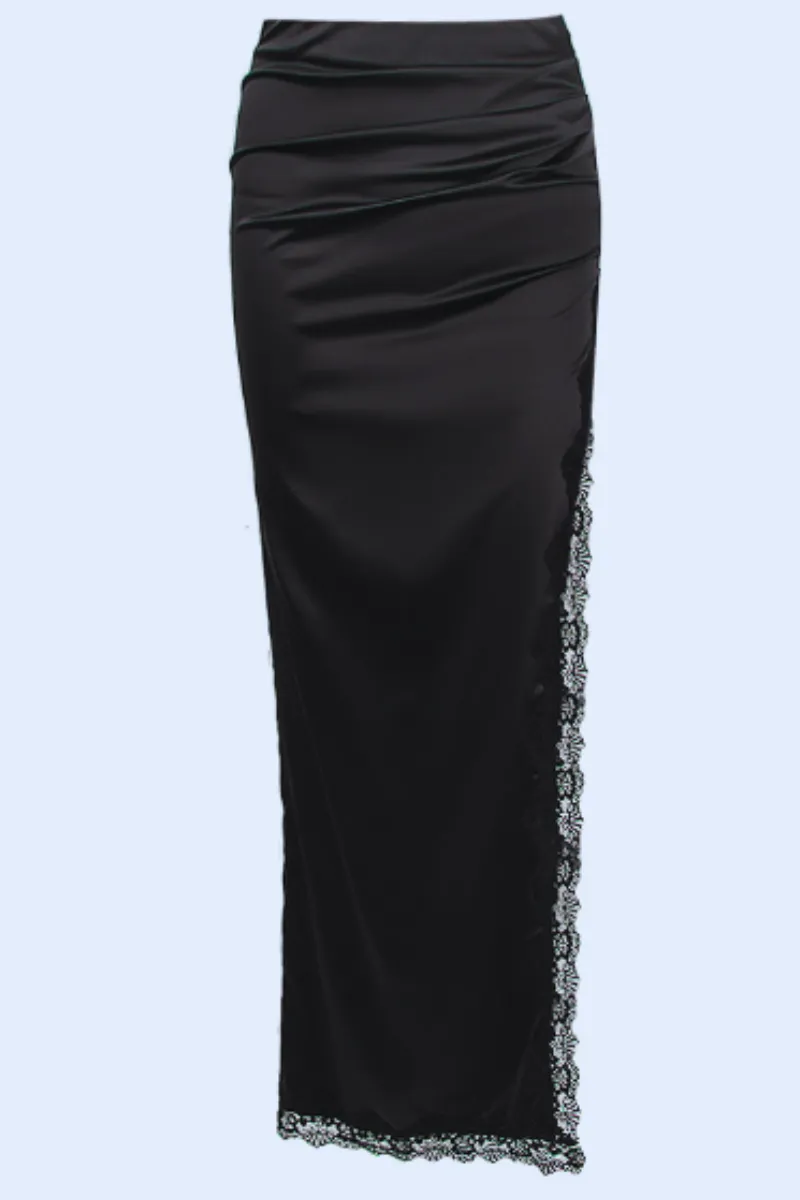 SEXY LACE TRIM SPLIT MAXI SKIRT