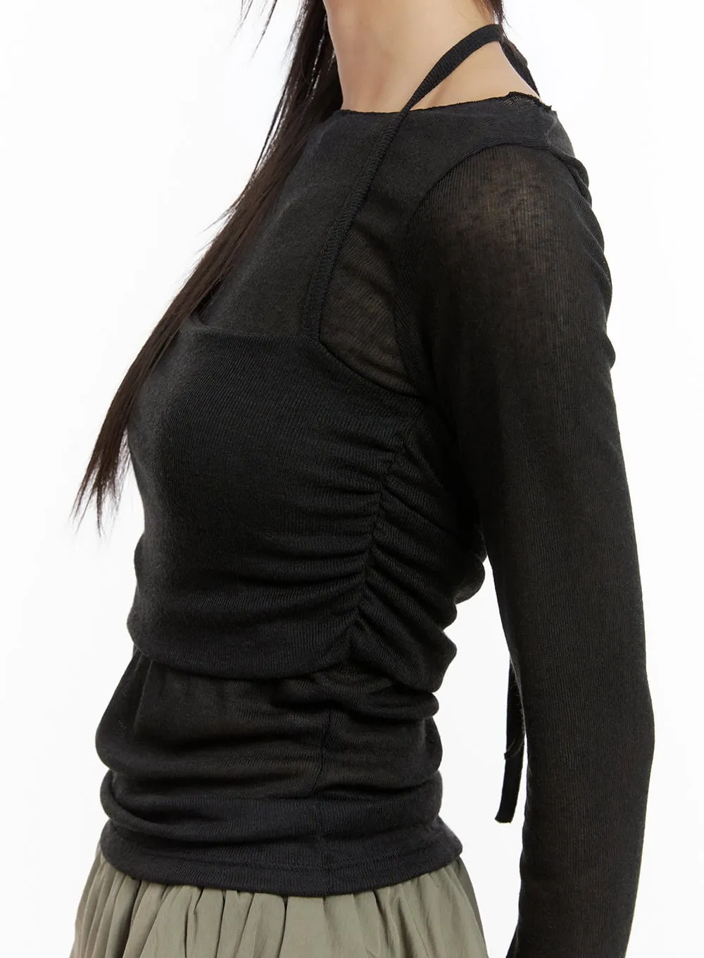 Sheer Layered Long Sleeve Top CG427