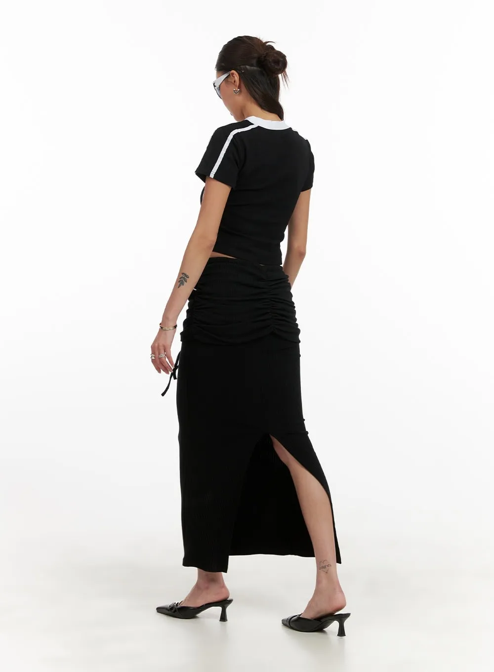 Shirred Sporty Maxi Skirt CY402