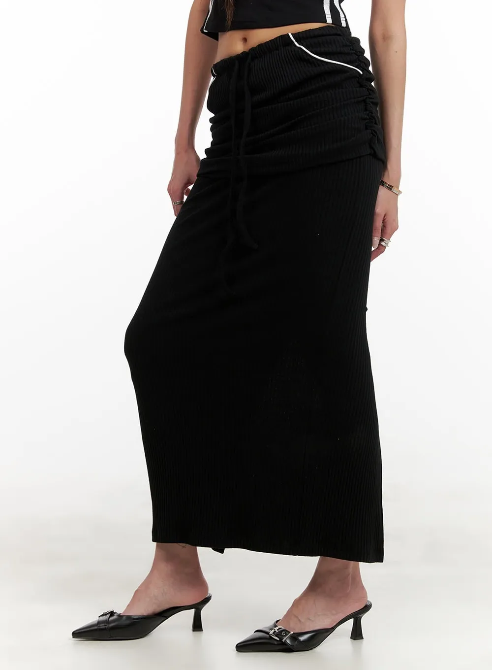 Shirred Sporty Maxi Skirt CY402