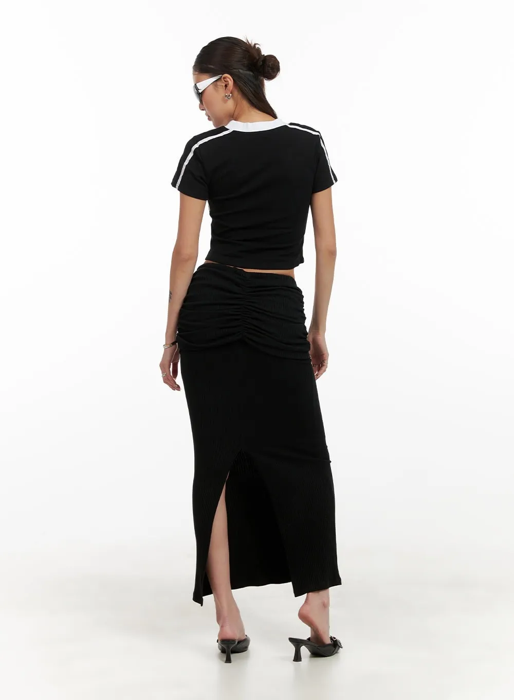 Shirred Sporty Maxi Skirt CY402