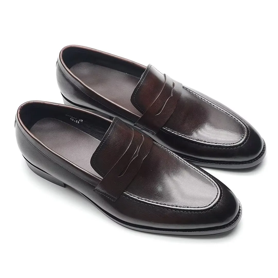 Sleek Slip-On Cow Leather Elegance