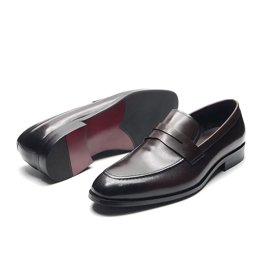 Sleek Slip-On Cow Leather Elegance