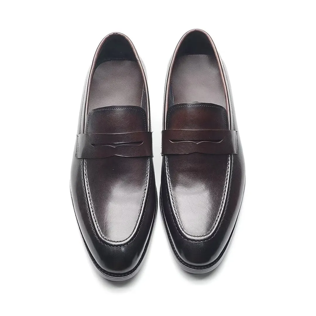 Sleek Slip-On Cow Leather Elegance