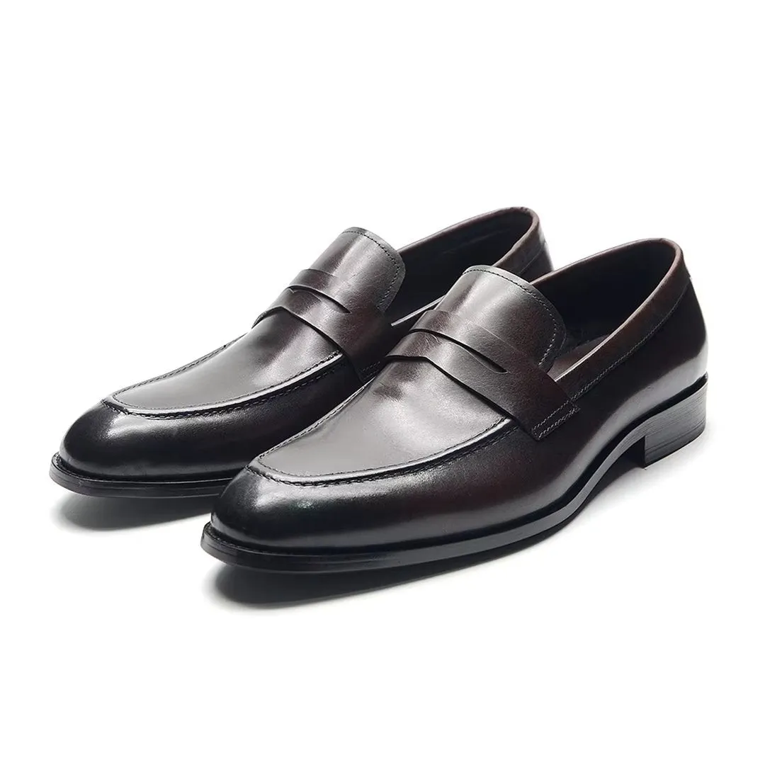 Sleek Slip-On Cow Leather Elegance