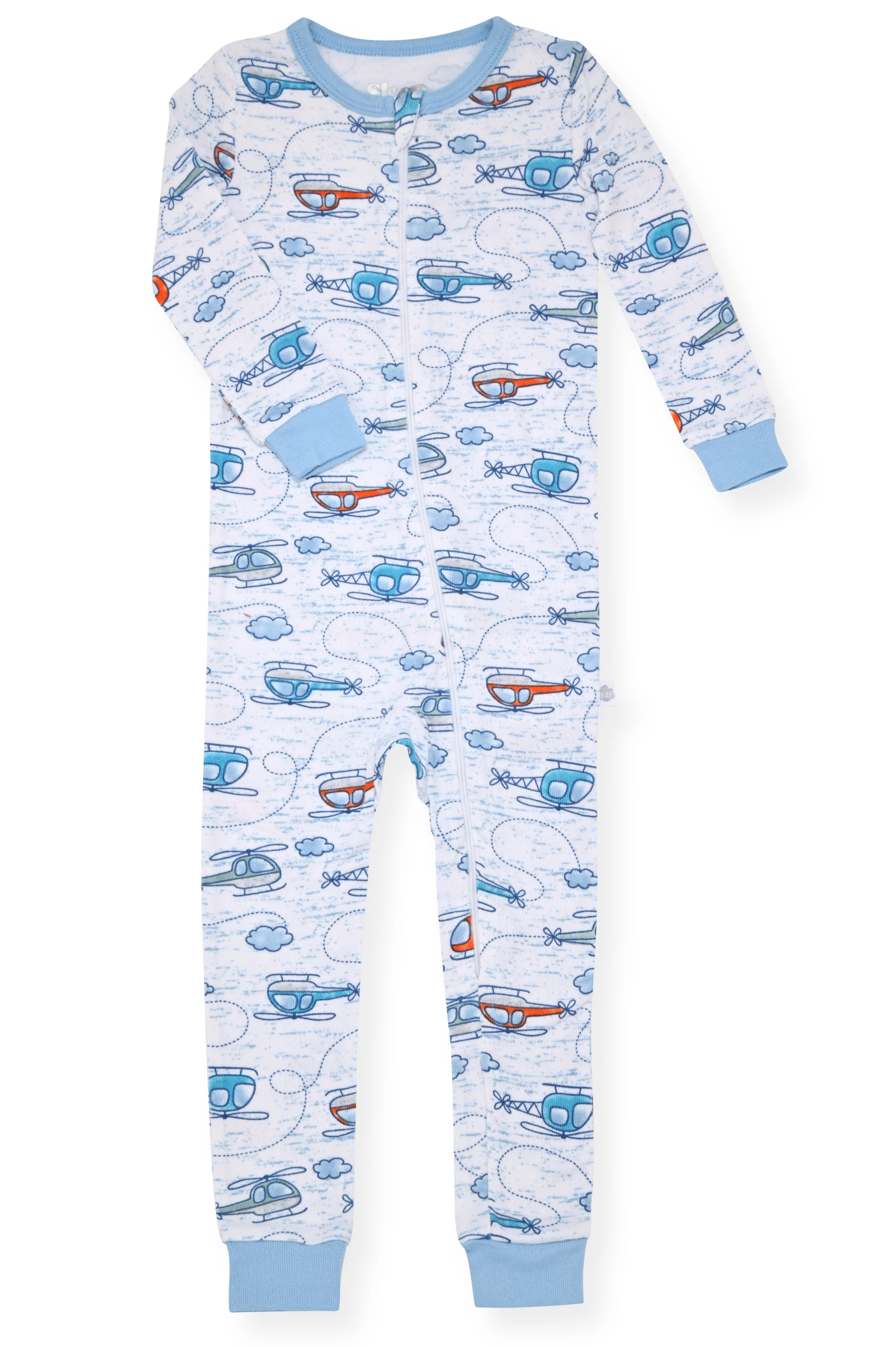 Sleep On It Infant Boys Long Sleeve Super Soft Snuggle Jersey Zip-Up Coverall Pajama with Matching Blankey Buddy - Choppers