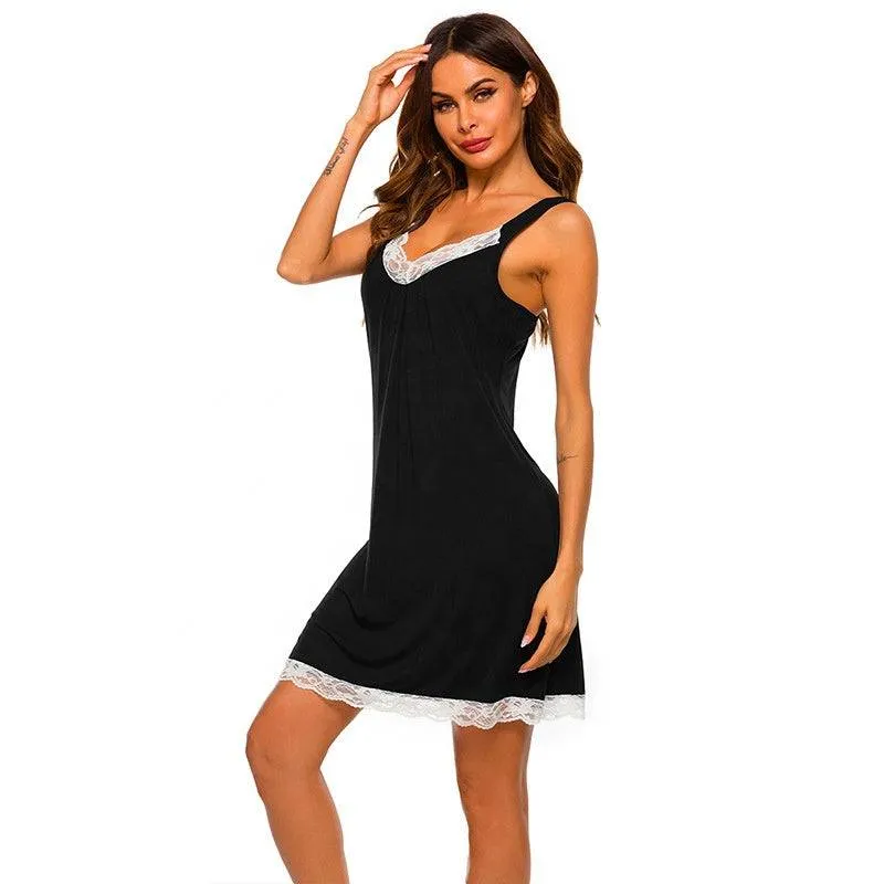 Sleepwear Soft Rayon & Spandex Night Slip Dress Lounge wear S-M-L-XL-XXL