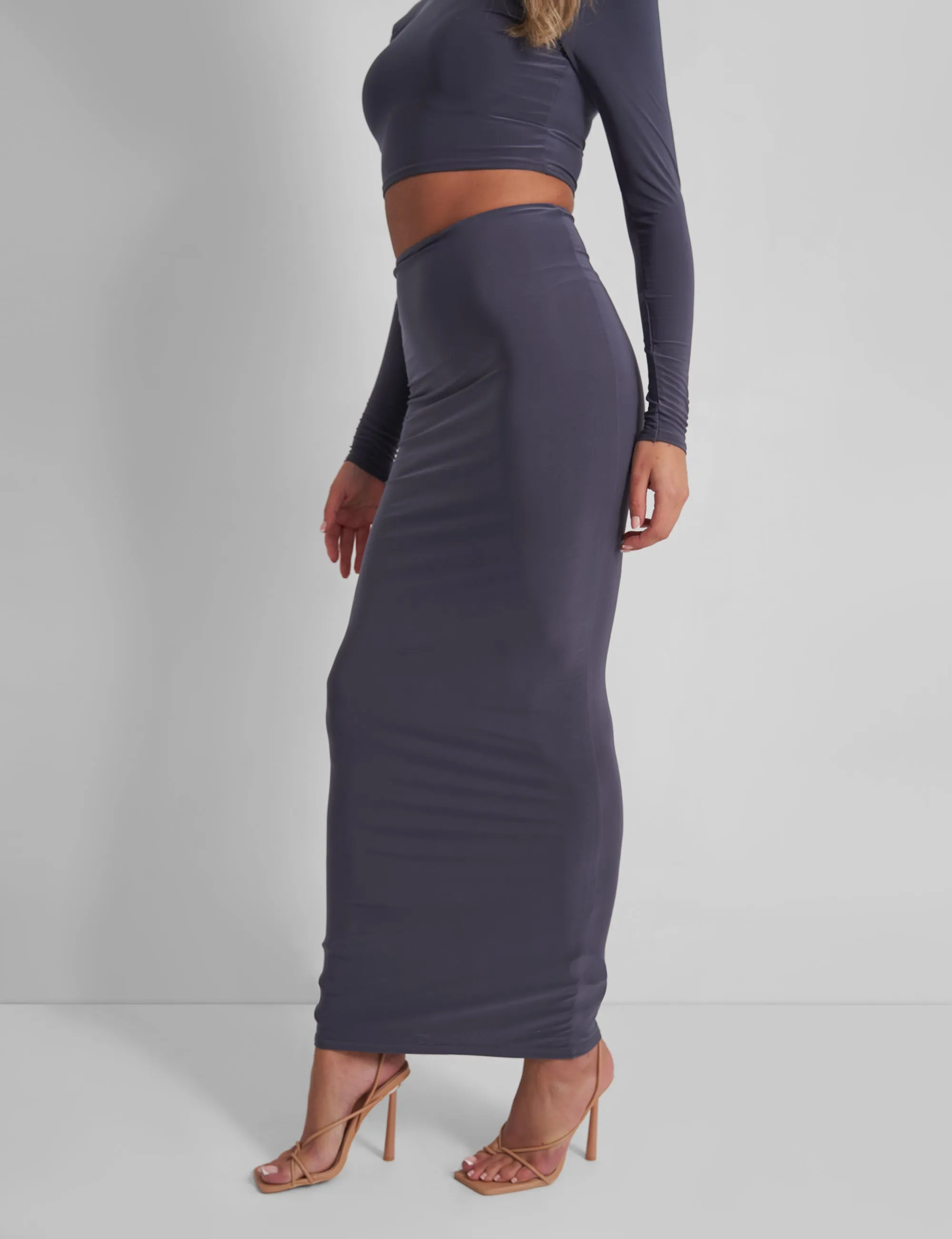 Slinky Column Maxi Skirt Slate