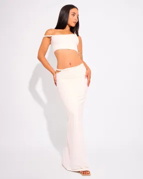 Slinky Twist Strap Maxi Skirt White