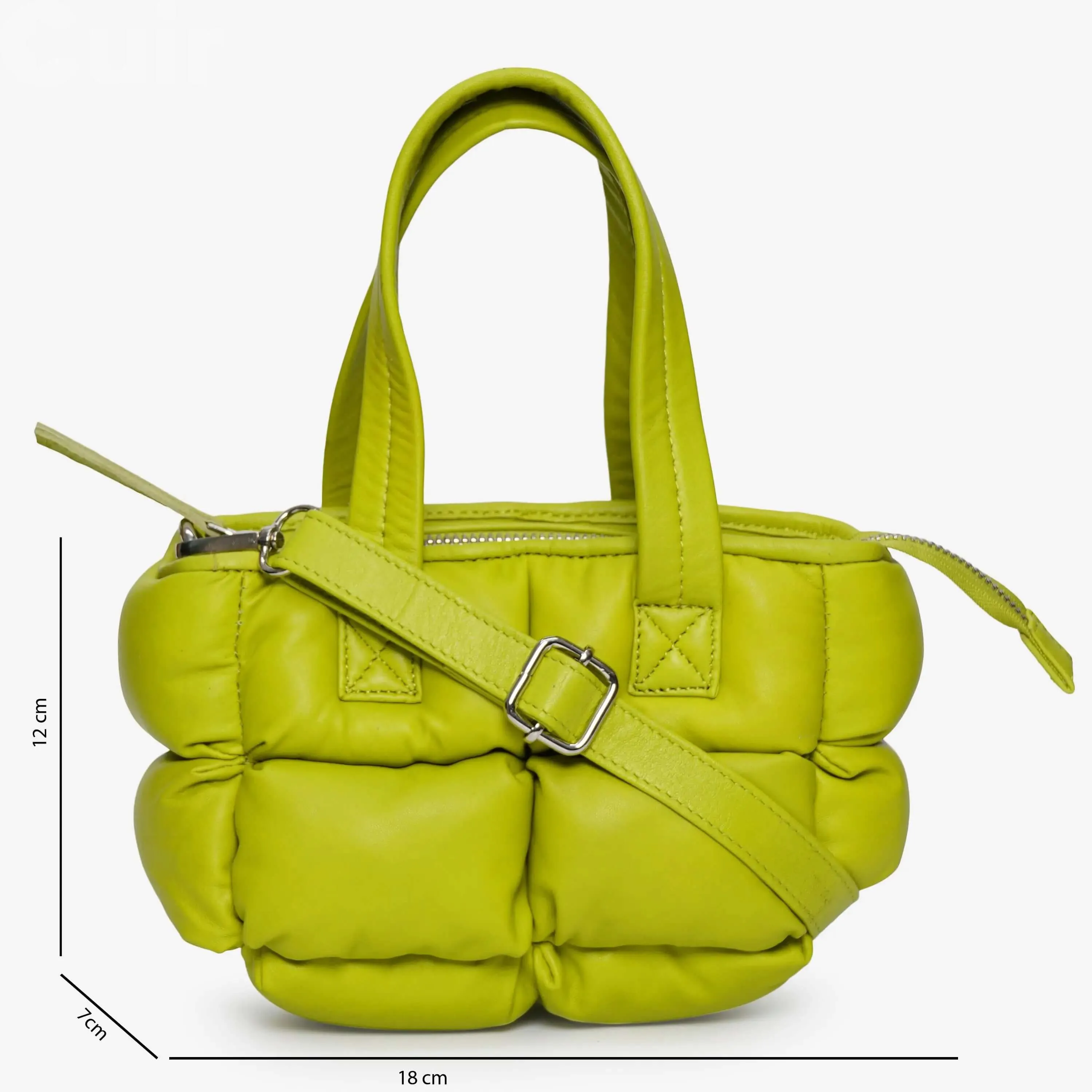 Small Lime Green Leather Cross body Bag | Stylish Compact Accessory