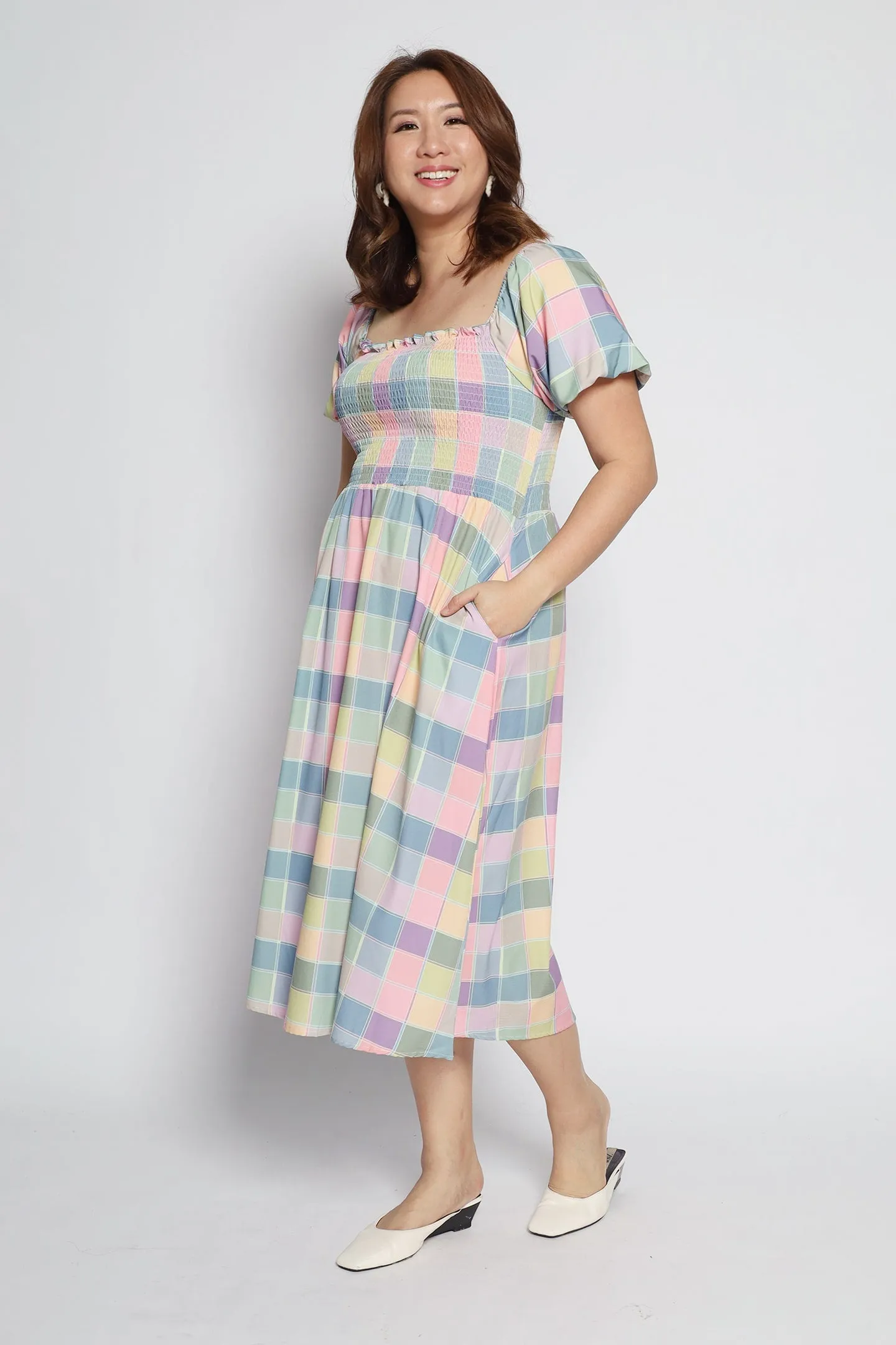 Sora Dress in Rainbow Checks