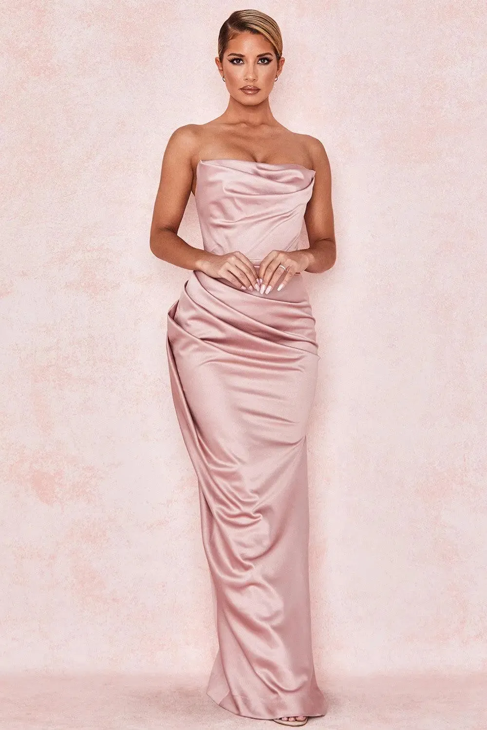 Strapless Satin Maxi Dress