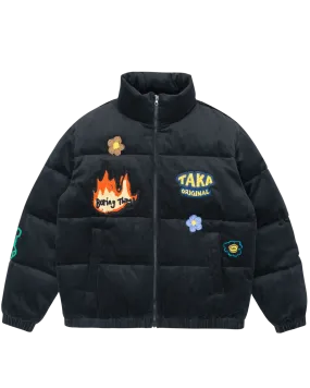 TAKA Original corduroy puffer jacket black