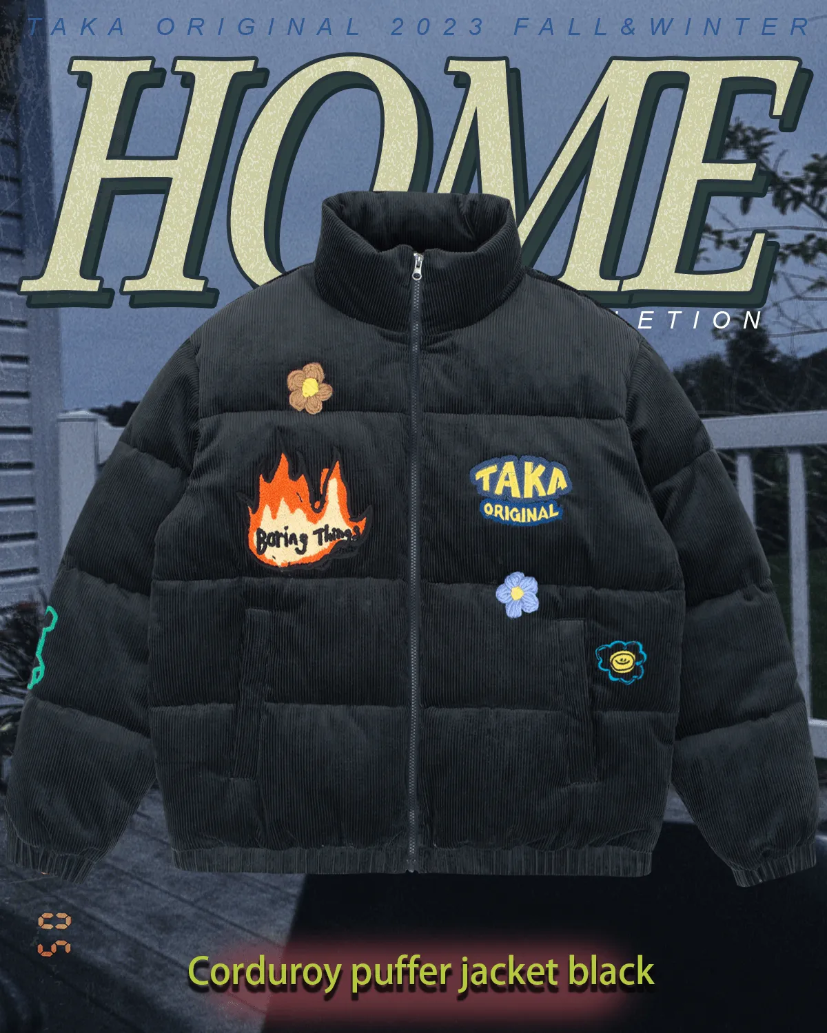 TAKA Original corduroy puffer jacket black