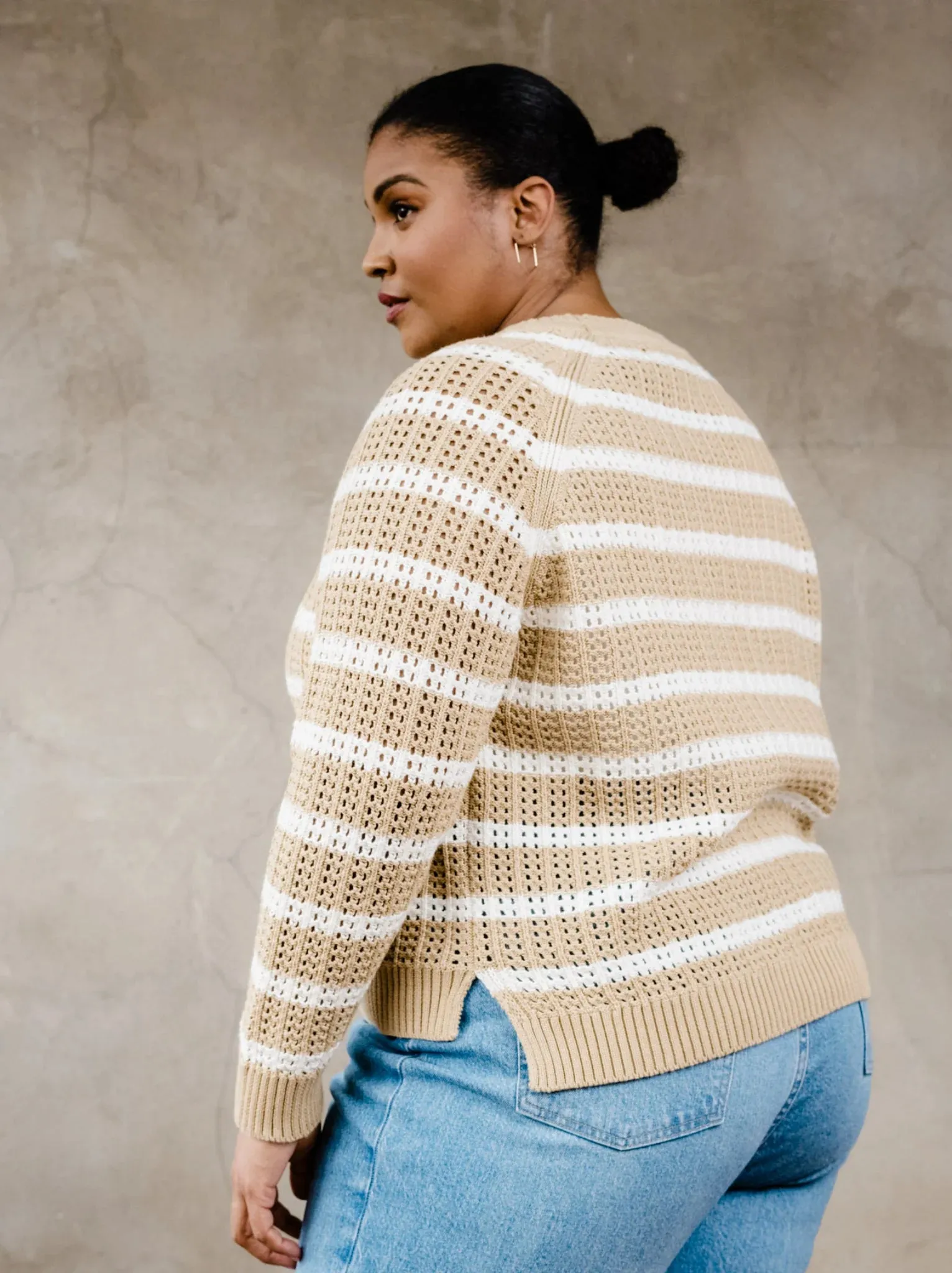 Taylor Mesh Sweater - Brown Sugar Stripe