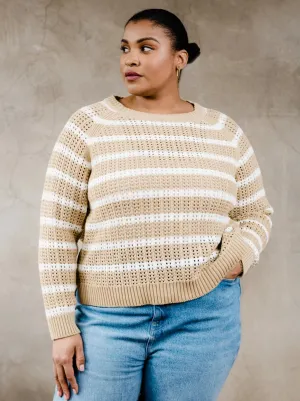 Taylor Mesh Sweater - Brown Sugar Stripe