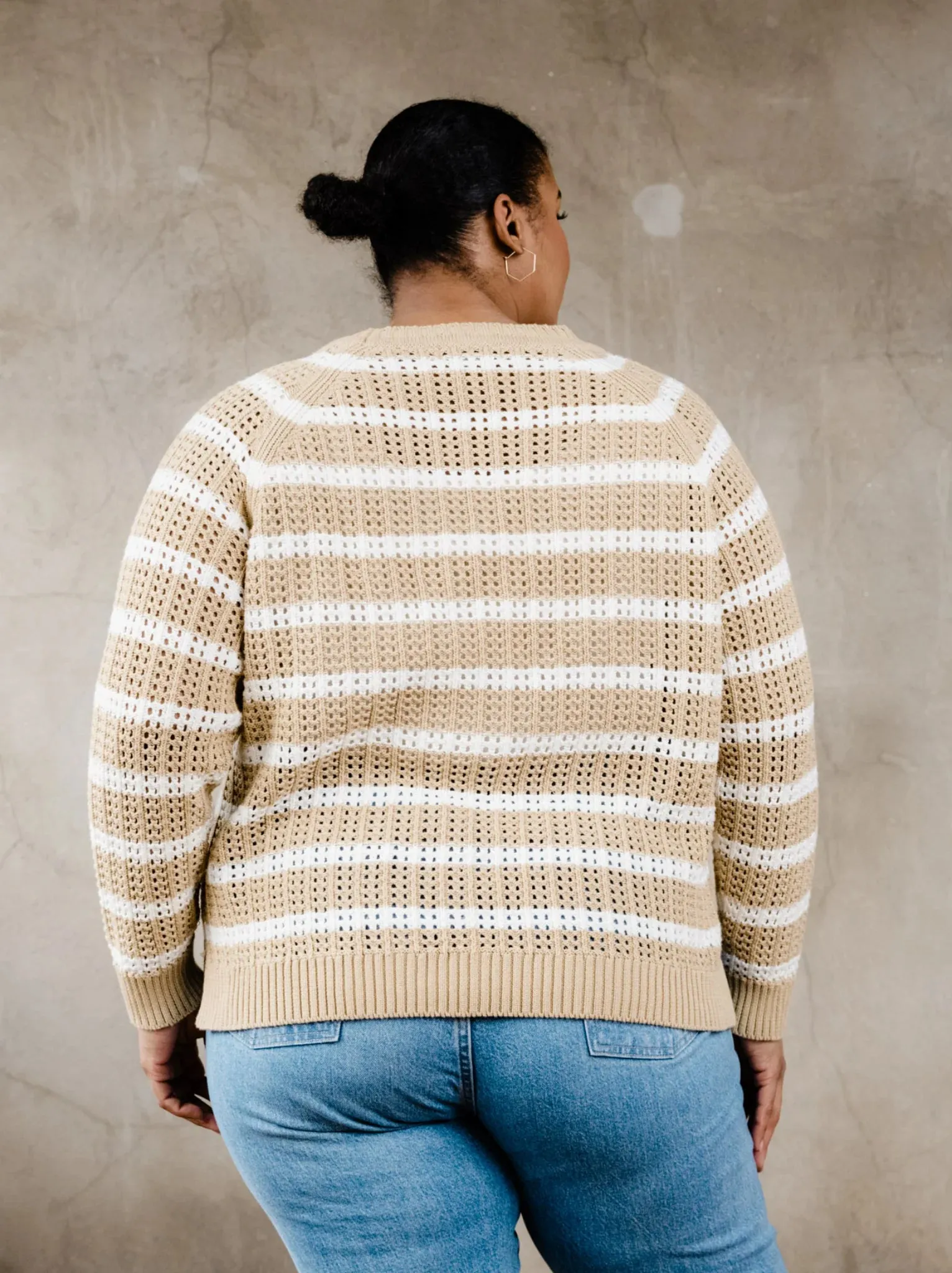 Taylor Mesh Sweater - Brown Sugar Stripe