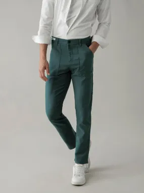 Teal Plain Cargo Pant