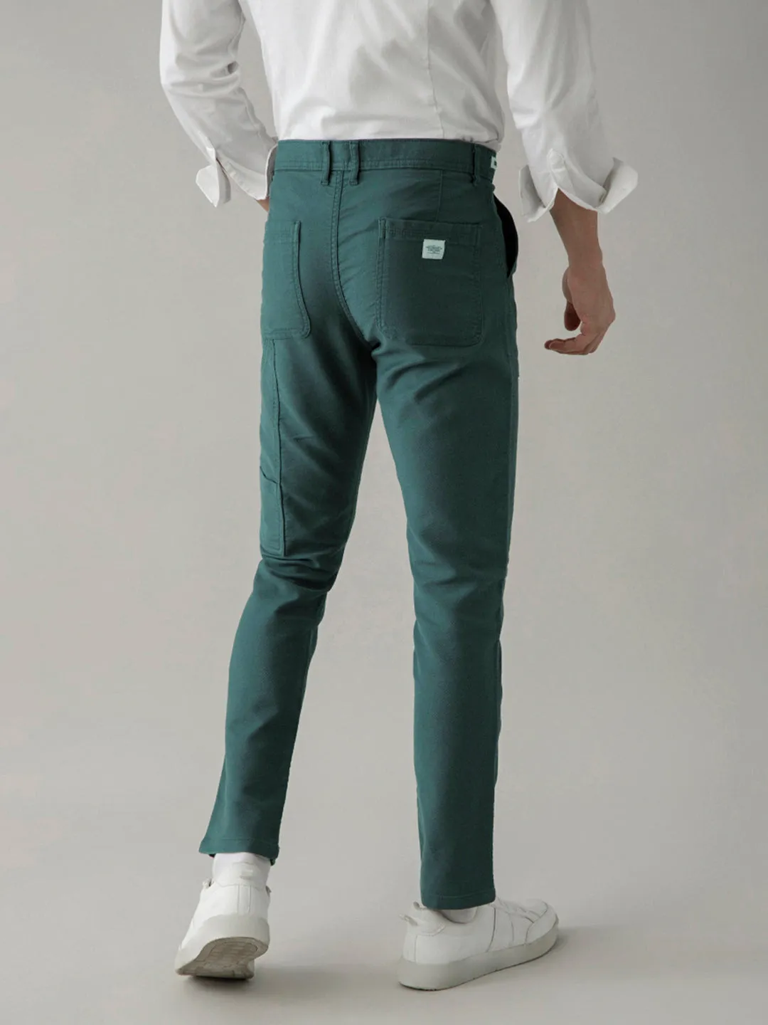 Teal Plain Cargo Pant