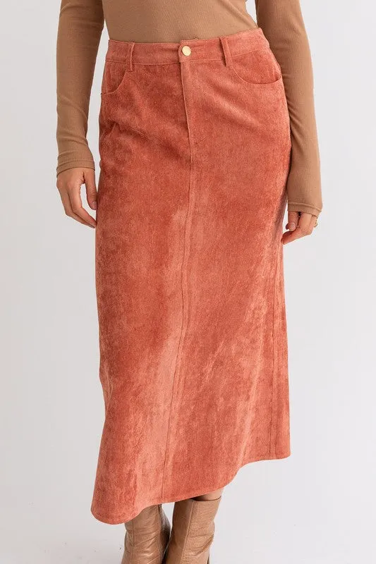 TEEK - Rust Cord Maxi Skirt