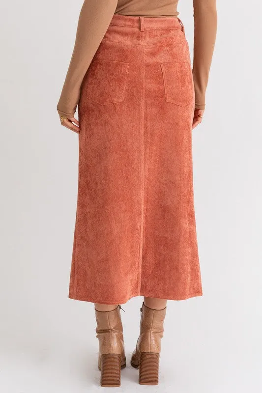 TEEK - Rust Cord Maxi Skirt