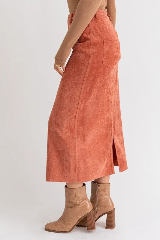 TEEK - Rust Cord Maxi Skirt