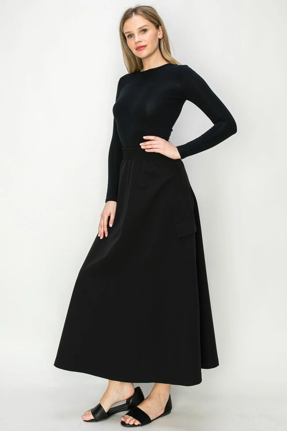 Terry A-Line  Midi and Maxi Length Skirt With Cargo Pockets