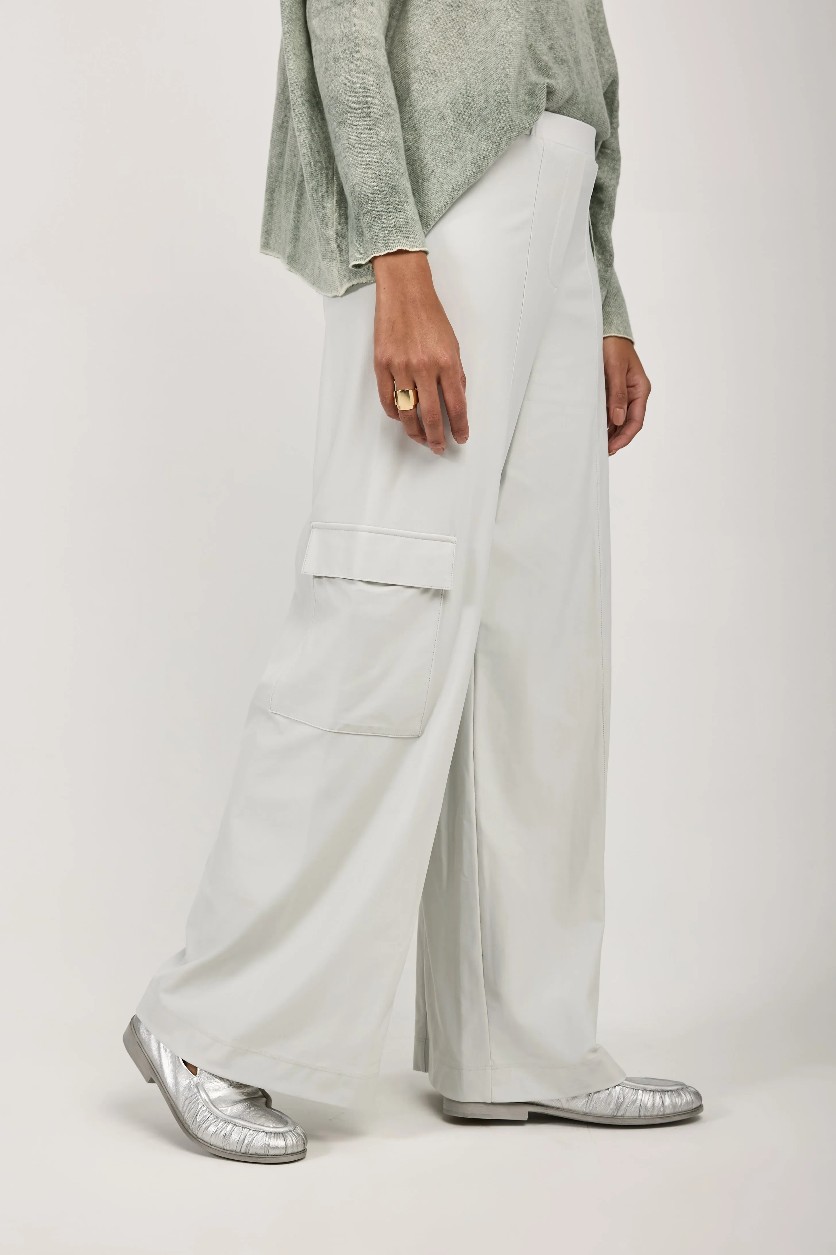 Teseo Satin Jersey Cargo Pant in Stone