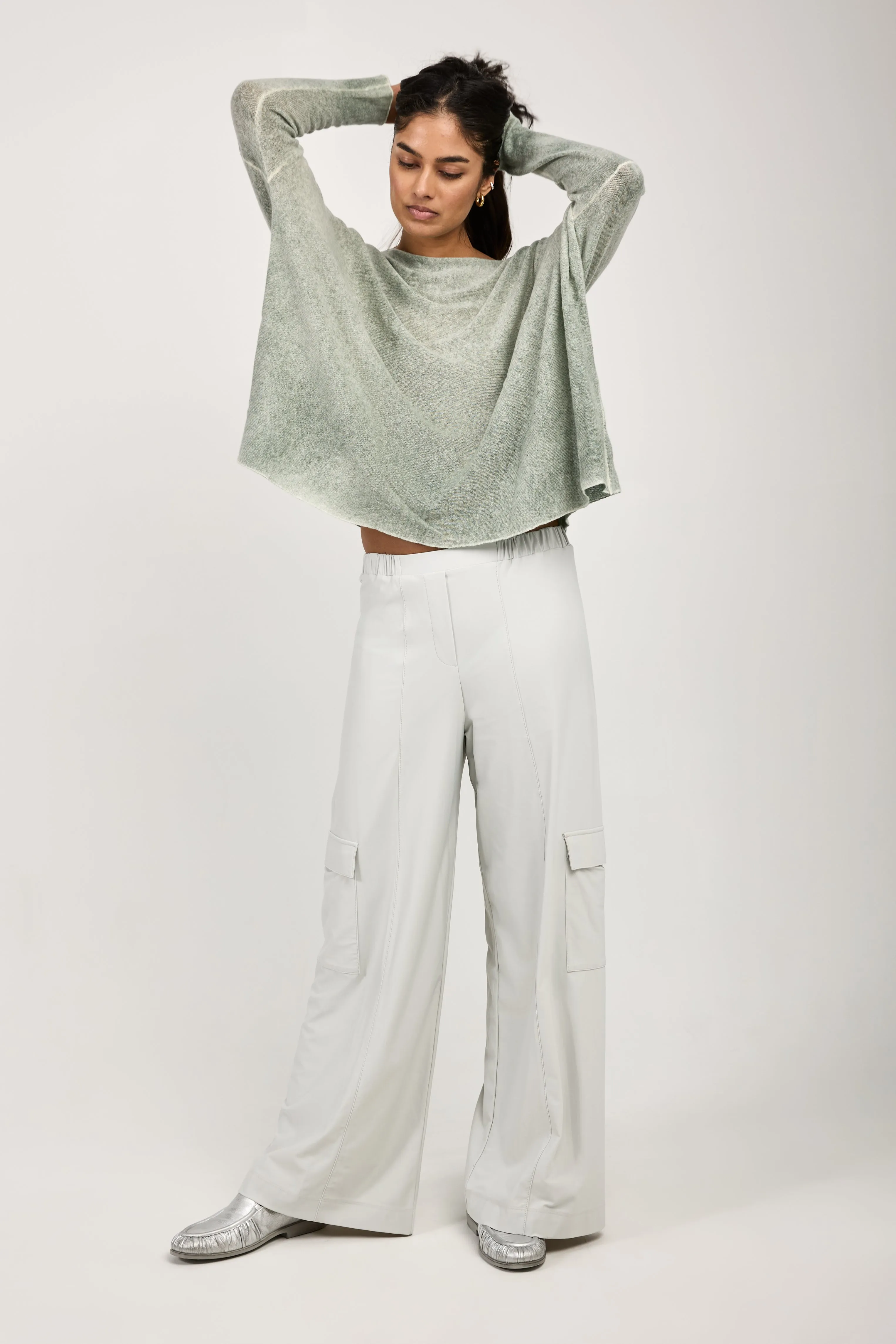 Teseo Satin Jersey Cargo Pant in Stone