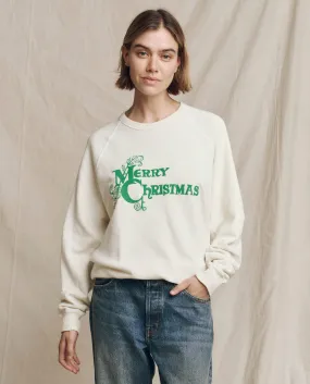 The College Sweatshirt. Graphic -- Washed White with Merry Christmas Graphic