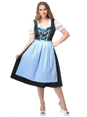 Traditional Black and Blue Dirndl Womens Oktoberfest Costume