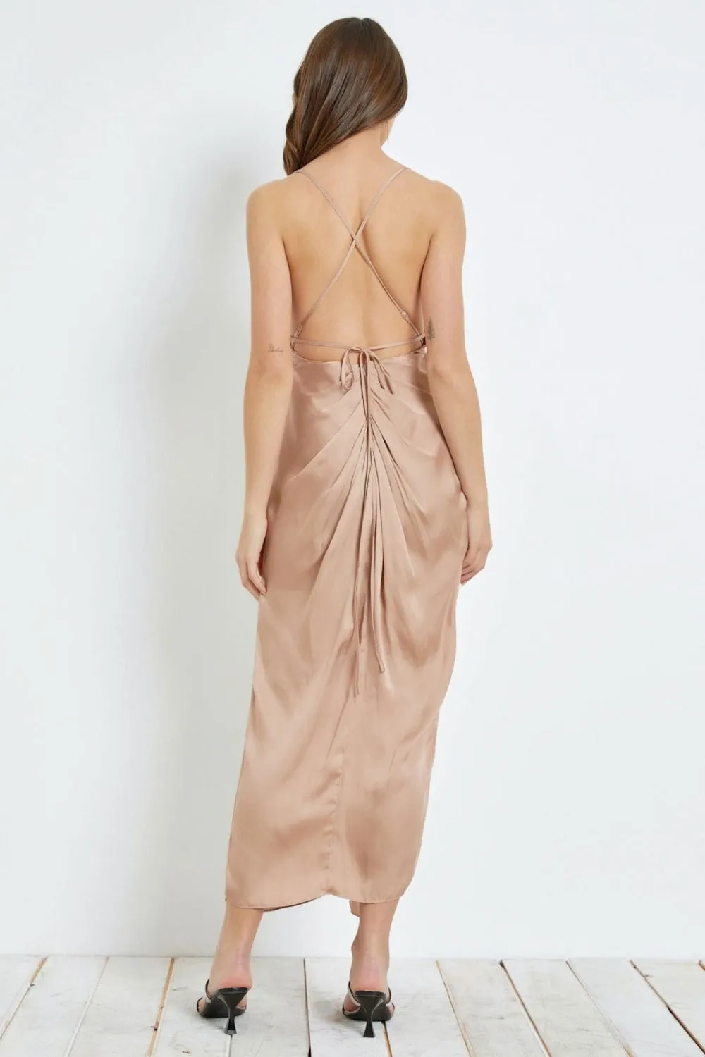 Twisted Front Backless Dress